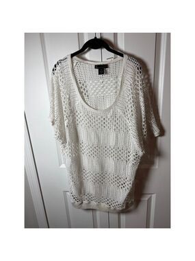 Lane Bryant White Crochet Tunic Top Plus Size 18/20